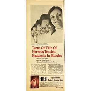 Anacin Tablets Extra Strength "Turns Off Pain of Tension Headache" Print Ad 1970
